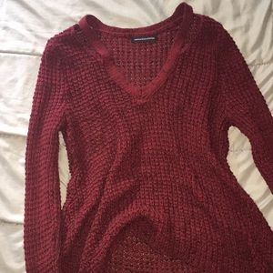 Red cable knit sweater